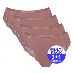 Sloggi Romance Tai 4-pack (3+1 GRATIS) - u betaalt 3 slips en krijgt er 4 - cacao - uw voordeel : 16,99 €