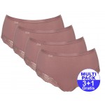 Sloggi Romance Maxi (3+1 GRATIS) - u betaalt 3 slips en krijgt er 4 - cacao - uw voordeel : 16.99 €