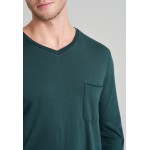 Schiesser heren pyjama V hals extra lange been lengte - dark green