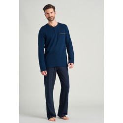 Schiesser Extra lange heren pyjama - donkerblauw Schiesser Extra lange heren pyjama - donkerblauw