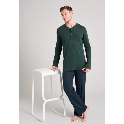 Schiesser heren pyjama V hals extra lang - dark green