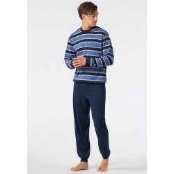 Schiesser H pyjama lange broek denimblauw/donkerblauw Comfort Fit  Schiesser H pyjama lange broek denimblauw/donkerblauw Comfort Fit