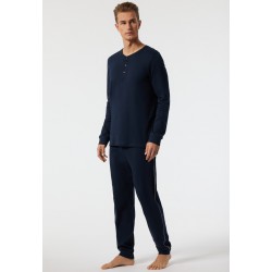 Schiesser pyjama lang fijn interlock - donkerblauw Schiesser pyjama lang fijn interlock - donkerblauw