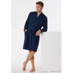 Schiesser Heren Badjas wafelpiqué Essentials donkerblauw