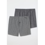 Schiesser boxershorts geweven stof 2-pack zwart geruit - Multipack