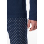 Schiesser herenpyjama  V-hals .Jeansblauw Fashion Nightwear