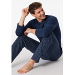 Schiesser herenpyjama  V-hals .Jeansblauw Fashion Nightwear