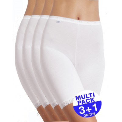Sloggi dames Basic Long (3 + 1 gratis) - u betaalt 3 longs en krijgt er 4 - wit - uw voordeel : 18,90 €