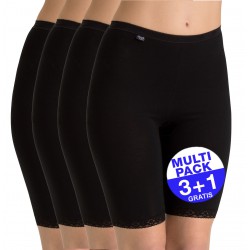 Sloggi dames Basic Long (3 + 1 gratis) - u betaalt 3 longs en krijgt er 4 - zwart - uw voordeel : 18,90 €