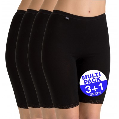 Sloggi dames Basic Long (3 + 1 gratis) - u betaalt 3 longs en krijgt er 4 - zwart - uw voordeel : 18,90 €
