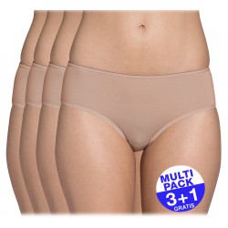 Sloggi Feel Sensational Midi - (3 + 1  Gratis) - u betaalt 3 slips en krijgt er 4 - huidskleur - uw voordeel : 17,90 €