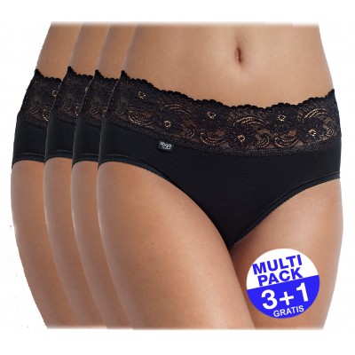 Sloggi Romance Midi  (3+1 GRATIS) - u betaalt 3 slips en krijgt er 4 - zwart - uw voordeel : 16,99 €