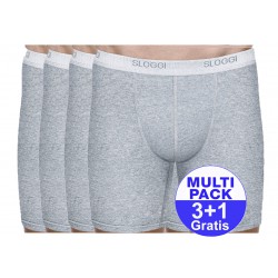 Sloggi men Basic Long (3+1 GRATIS)  - u betaalt 3 longs en krijgt er 4 - lichtgrijs - uw voordeel : 19 €
