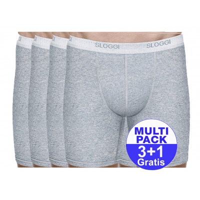 Sloggi men Basic Long (3+1 GRATIS)  - u betaalt 3 longs en krijgt er 4 - lichtgrijs - uw voordeel : 19 €