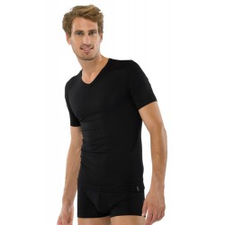 Schiesser T-Shirt V-hals 95/5 -  zwart - MET 25 % KORTING !